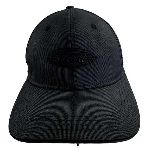 Ford Black Baseball Cap With Black Rubber Patch Logo Adjustable Strap OSFM - Picture 1 of 9